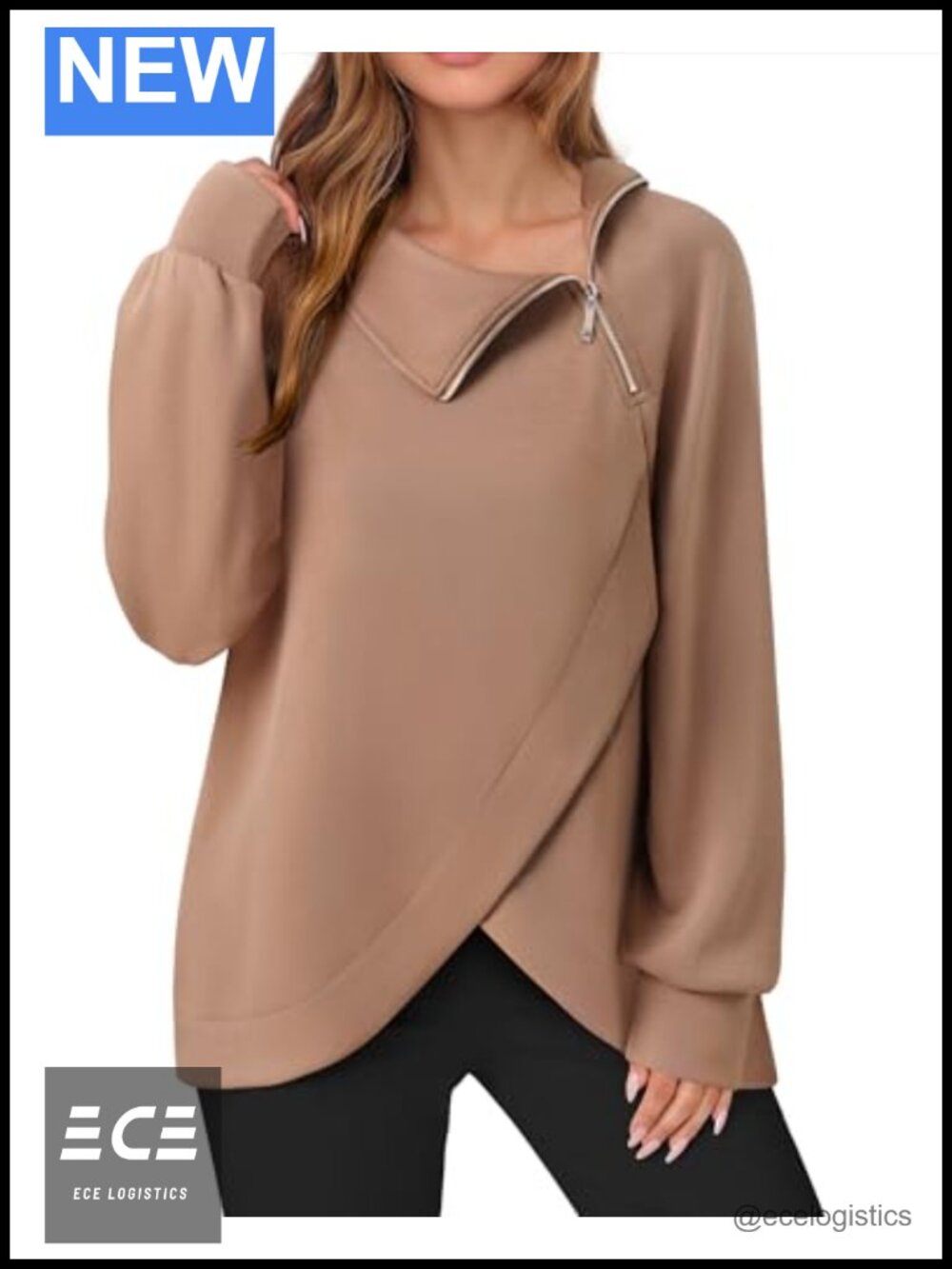 Quarter Zip Pullover Sweatshirt Turtleneck Tunic Lightweight